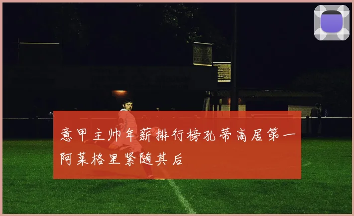 意甲主帅年薪排行榜孔蒂高居第一阿莱格里紧随其后